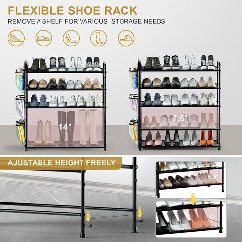 Housen Solutions 5 Tier Shoe Rack for Closet, Metal Organizer with Storage for 20-25 Pairs, Front Door Entrance,