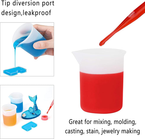 Gartful 250ml & 100ml Silicone Measuring Cups, Nonstick Reusable Mixing Cups for Crafts, Set of 6