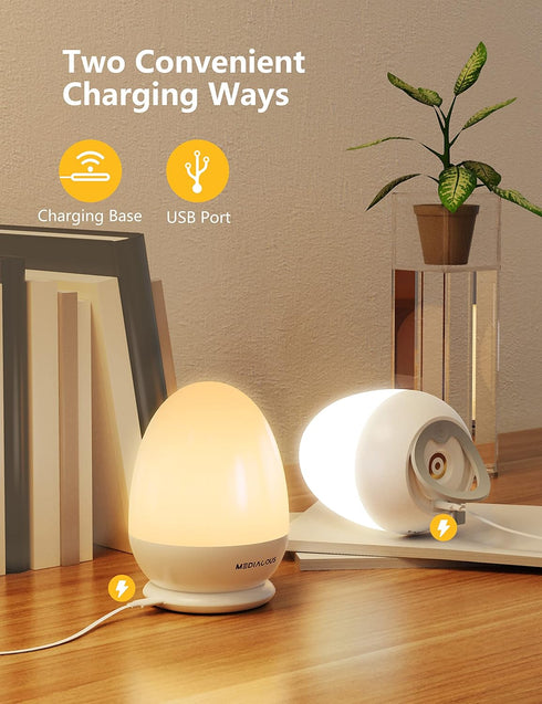 Dimmable 1H 200H MediAcous Night Lights for Kids Room, Egg Light for Nursery with Stable Charging Pad, Baby Night Light