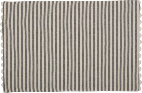 Piper Classics Farmhouse Ticking Stripe Gray Placemats with Rickrack, Set of 4, 12" x 18", Kitchen & Dining Decor