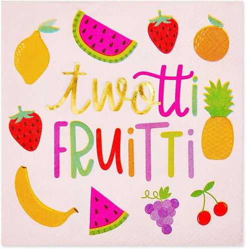 Sparkle and Bash 50-Pack Twotti Fruity Birthday Cocktail Napkins, 5 x 5 in Folded, Pink 2-Ply Absorbent