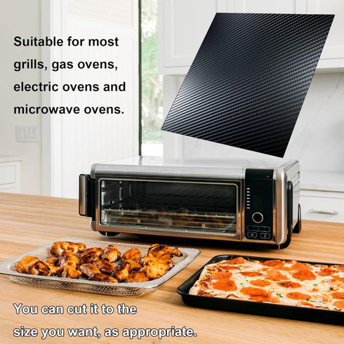 SP101 Fryer Oven Liners, 4 Pack Black 12"x12" Heat Resistant, Non-Stick Baking Mats Compatible with Ninja Foodi Air,