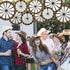 Outus 9 Pcs Wagon Wheel Decorations Paper Fans for Western Cowboy Themed Classroom Party Decor