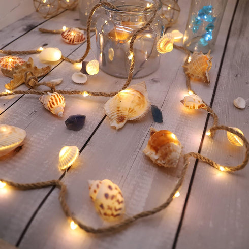 7.2FT 39LED MIYA LIFE Seashell Garland Ocean Light for Beach Decor Battery Operated Coastal Garland Magic Conch Shell