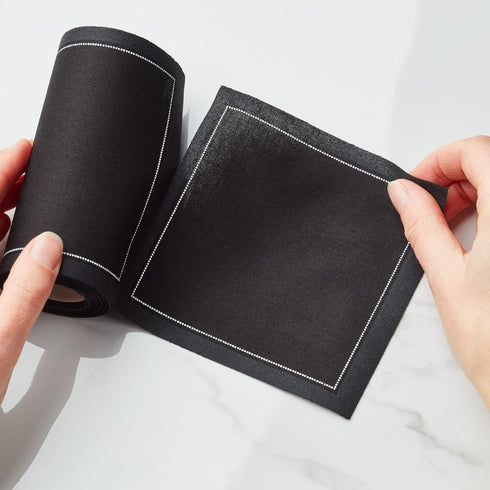 Cotton Cocktail Napkin - Black - 4.3 x 4.3 in - 50 units per roll