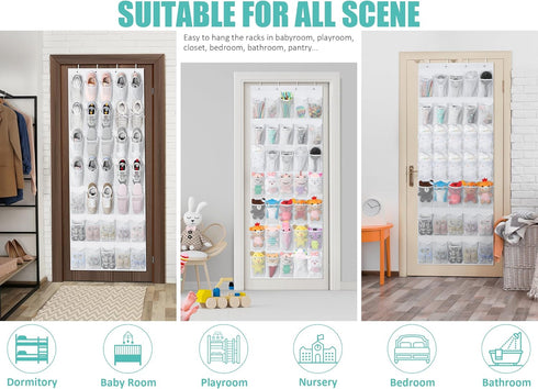 Tiblue 35 Mesh Pockets Over The Door Shoe Organizer, Hanging Shoe Rack for Closet Entryway Bedroom