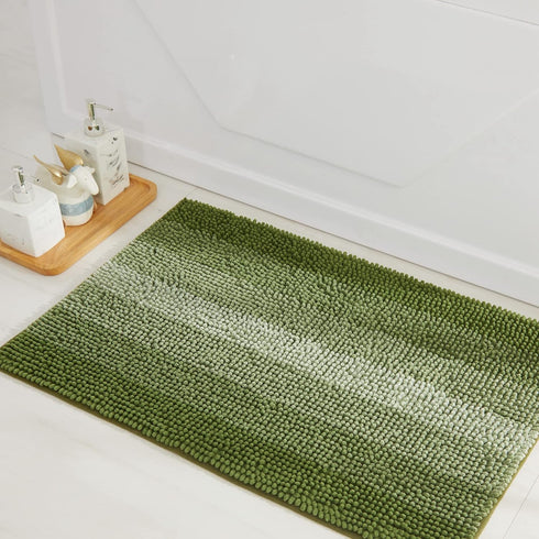 COSY HOMEER 28x18 Inch Bath Rugs, 100% Polyester Extra Soft Non-Slip Bathroom Mats, Machine Washable, Green