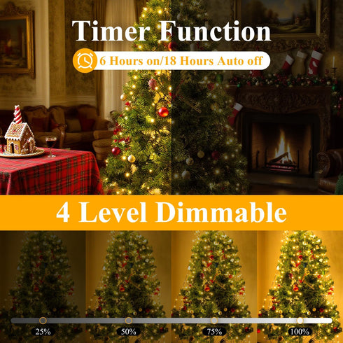 6.6FT 400 5-7FT Dimmable 8 btfarm Christmas Tree Lights with Remote, LED USB Plug in Fairy Xmas Light for Tree,Timer