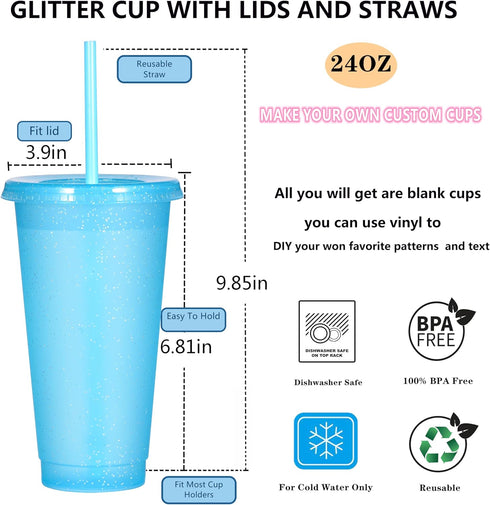 Suertestarry 10 pack) Tumbler with Straw and Lid,Water Bottle Iced Coffee Travel Mug Cup,Reusable Plastic Cups,Perfect