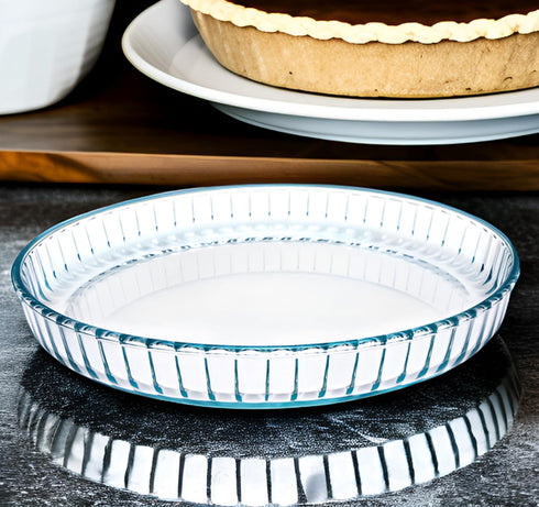 Pie Plate 10.5 Inch, Oven Glass Pie Pan for Baking Pie Crust, Clear Baking Dish with Rippled Edge