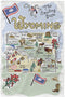 Fish Kiss 16"x24" Wyoming Map Dish Towel is of 100% Microfiber Waffle
