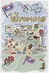 Fish Kiss 16"x24" Wyoming Map Dish Towel is of 100% Microfiber Waffle