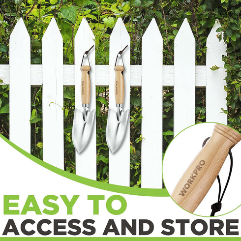 WORKPRO 11" Garden Hand Trowel, Heavy Duty Polished Stainless Steel Shovel with Wood Handle