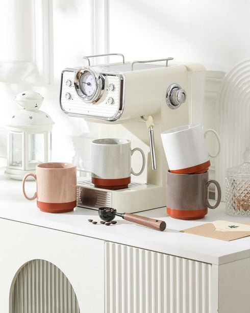 12oz Set 4, MALACASA Ceramic Coffee Mugs of Stackable Coffee Cups with Straight-Sided Design, Mugs for Coffee, Latte