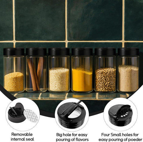 24 Pack 16 Oz Plastic Spice Jars Bottles Empty Seasoning Bottles Containers Small Clear Spice Shaker and Stickers