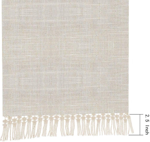 Grelucgo Natural Color Lined Fringe Table Runner or Dresser Scarf, 14 x 48 inches