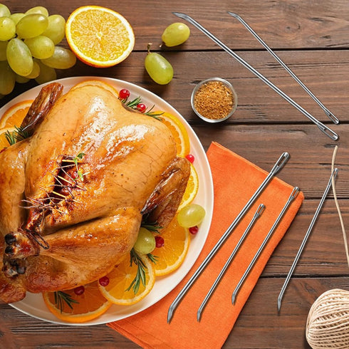 Meat Trussing Needles, 6pcs Roasting Needles for Lacing Turkey, Chicken, Pork, and Lamb, Two of Each Size
