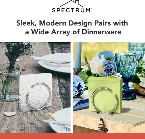 Spectrum Diversified Euro Round Napkin Holder, Satin Nickel, Model Number: 50278