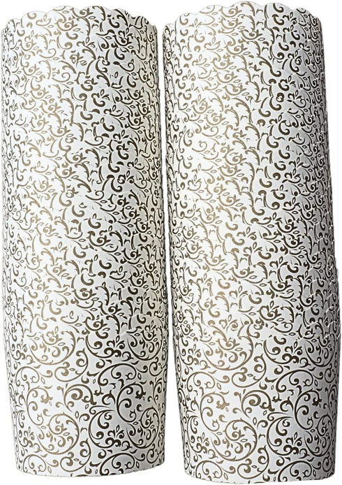 50-Pack Paper Baking Cups, Greaseproof Disposable Cupcake Muffin Liners, Large Gold Scroll