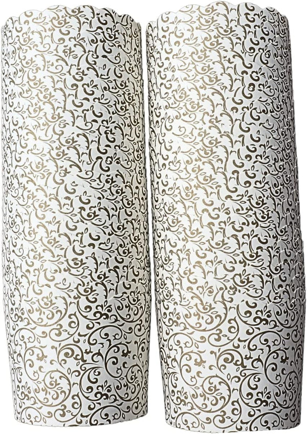 50-Pack Paper Baking Cups, Greaseproof Disposable Cupcake Muffin Liners, Large Gold Scroll