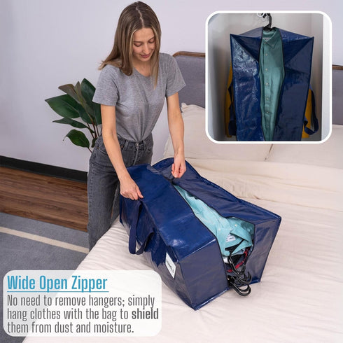 VENO 8 Pack Moving Bags with Backpack Straps, Storage Bins & Packing Supplies (Blue, 8 Pack)