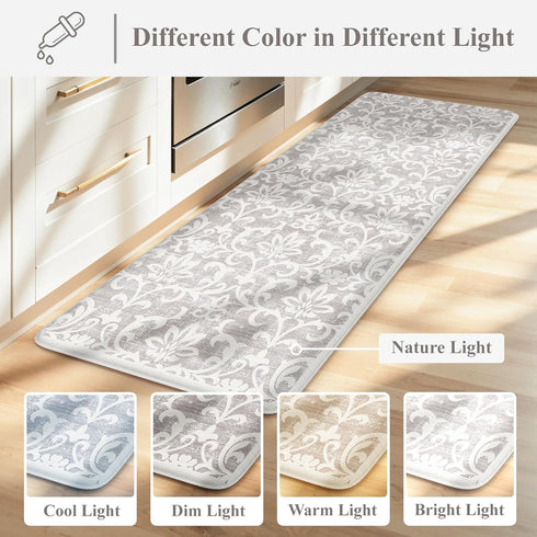 Sets 2,Vintage Home,Office,Desk,Sink(17''x29''+17''x47'') LEEVAN Cushioned Kitchen Mats for Floor of Distressed Grey