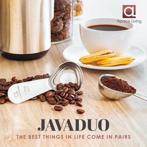 Apace Living Coffee Scoop Set of 2 - 2 Tablespoon (2 Tbsp / 1/8 Cup / 1 oz) - Best Stainless Steel Measuring Spoons