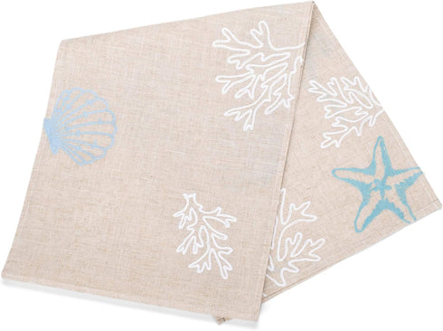 DII Design Imports Seashore Table Runner Embroidered