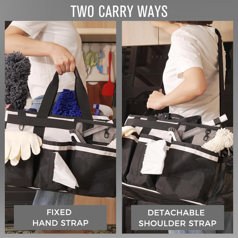 Wearable Cleaning Caddy, Supplies Organizer with Handle & Shoulder Straps for Housekeepers, Under Sink & Car Cleaning
