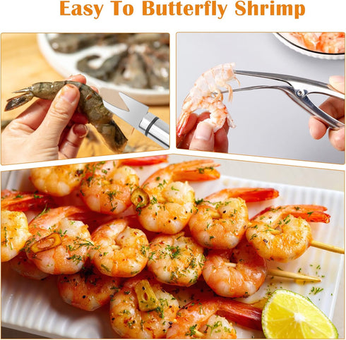 Shrimp Deveiner Tool, Stainless Steel Shrimp Cleaner, Shrimp Peeler and Deveiner Tool, Efficient Shrimp Deveiner