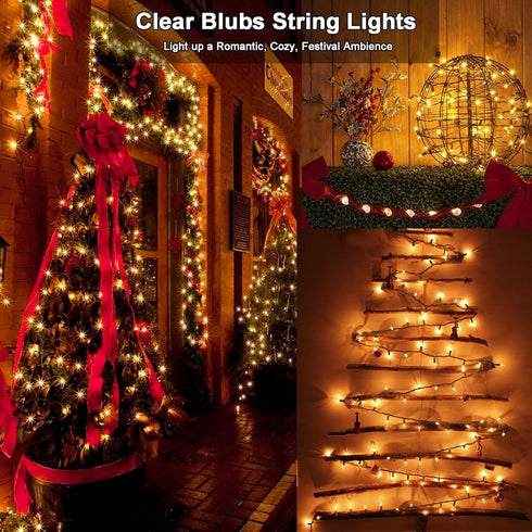 21FT 100 Count Brizled Warm White Clear Christmas Lights Connectable, Mini Incandescent String Lights Plug