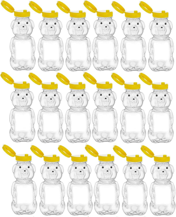 Nakpunar 18 Pack 8 fl oz Plastic PET Honey Bear Jars, Squeeze