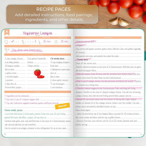 Clever Fox Recipe Book - A5 Blank Cookbook Organizer for 60 Family Recipes, Turquoise