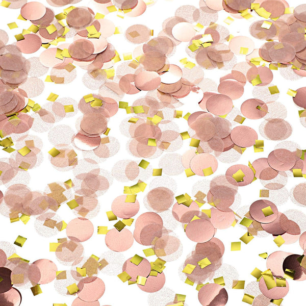 TecUnite Round Tissue Paper Confetti Dots, 1.76 oz (Rose Gold Confetti, 1.5 cm) for Wedding Birthday Party Decoration