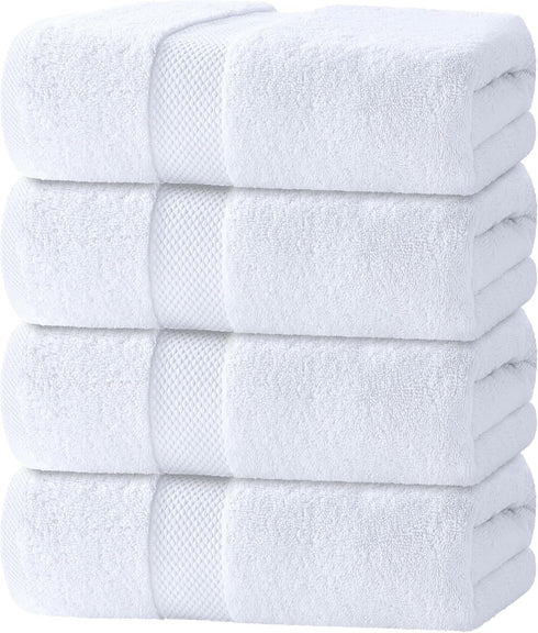 White Classic Luxury Bath Towels Set of 4 Large - 700 GSM
