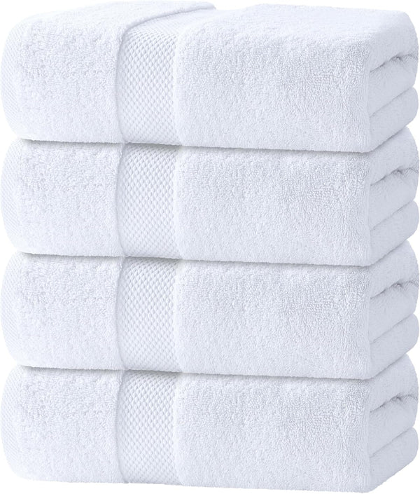 White Classic Luxury Bath Towels Set of 4 Large - 700 GSM