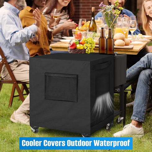 100 43L 22W 32H inch Siruiton Patio Cooler Cover - Fits Quart Rolling Cooler - Waterproof Ice Chest Protective Cover