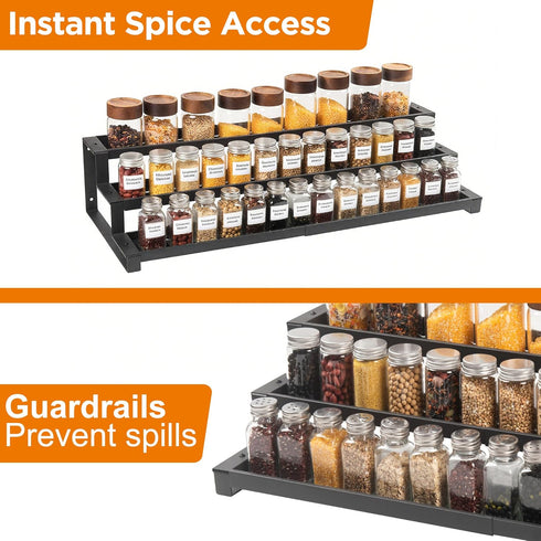 3-Tier 16"-29" Spice Rack Organizer for Kitchen Cabinet or Pantry, Expandable Spice Organization Shelf, Seasoning