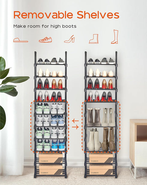 CASAMAYA 10 32 SRT210B01 Shoe Rack, Tier Metal Shoe Organizer, DIY Tall Shoe Storage Shelf for Pairs of Shoes