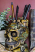 Ebros Gift Mad Max Steampunk Cyborg Robotic Skull Decorative Box, Jewelry Trinket Storage or Makeup Brush Holder