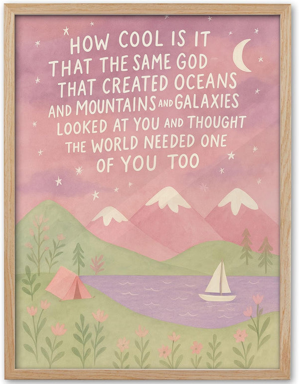 KensTro Natural OAK Wood Same God Creation Framed Wall Art,12x16in Inspirational Christian