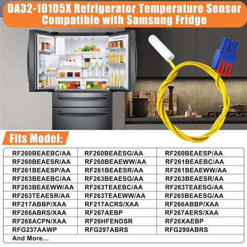 Upgraded DA32-10105X Refrigerator Temperature Sensor for Samsung, Compatible with RF263BEAESR/AA-02