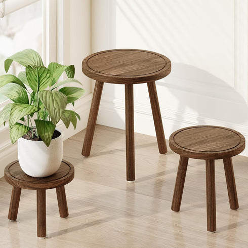 3 Pack Bamworld Plant Stands Indoor Single Plant Stand for Multiple Plants Corner Plant Stool Wooden Plant Stands