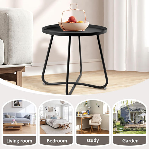 18-Inch Jerry & Maggie Metal Patio Table - Indoor/Outdoor Round Side Table with Adjustable Feet for Living Room
