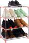 4-Tier Stackable Small Shoe Rack, Lightweight Storage Organizer for Entryway, Hallway & Closet (Pink)
