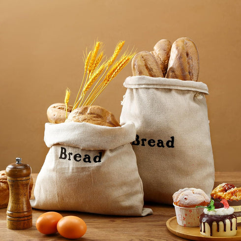 Woanger Linen Bread Bags - Reusable Drawstring 12 x 15 Inch Unbleached Pouch for Bakery and Food Storage