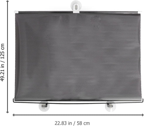 Blackout Blind Curtains with Suction Cups, No Drill Cordless Temporary Roller Shades for Windows, 23''W x49''H, Black
