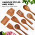 Wooden Cooking Utensils Set - Natural Teak Kitchen Utensil Set with Spoon Rest & Holder, 9 Piece