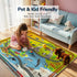 5x7ft Nayoroom Wildlife Park Play Rug - Kids Carpet with Animals Words Design, Non-Slip Faux Wool Educational Rug