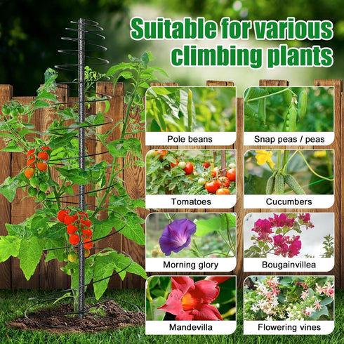 VRIEZOP 2 Pack 44" Spiral Metal Garden Trellis for Climbing Plants Outdoor Indoor - Adjustable Plant Support Tower